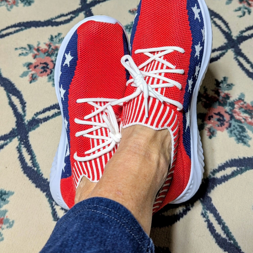 Red and Blue Star Pattern Sneakers